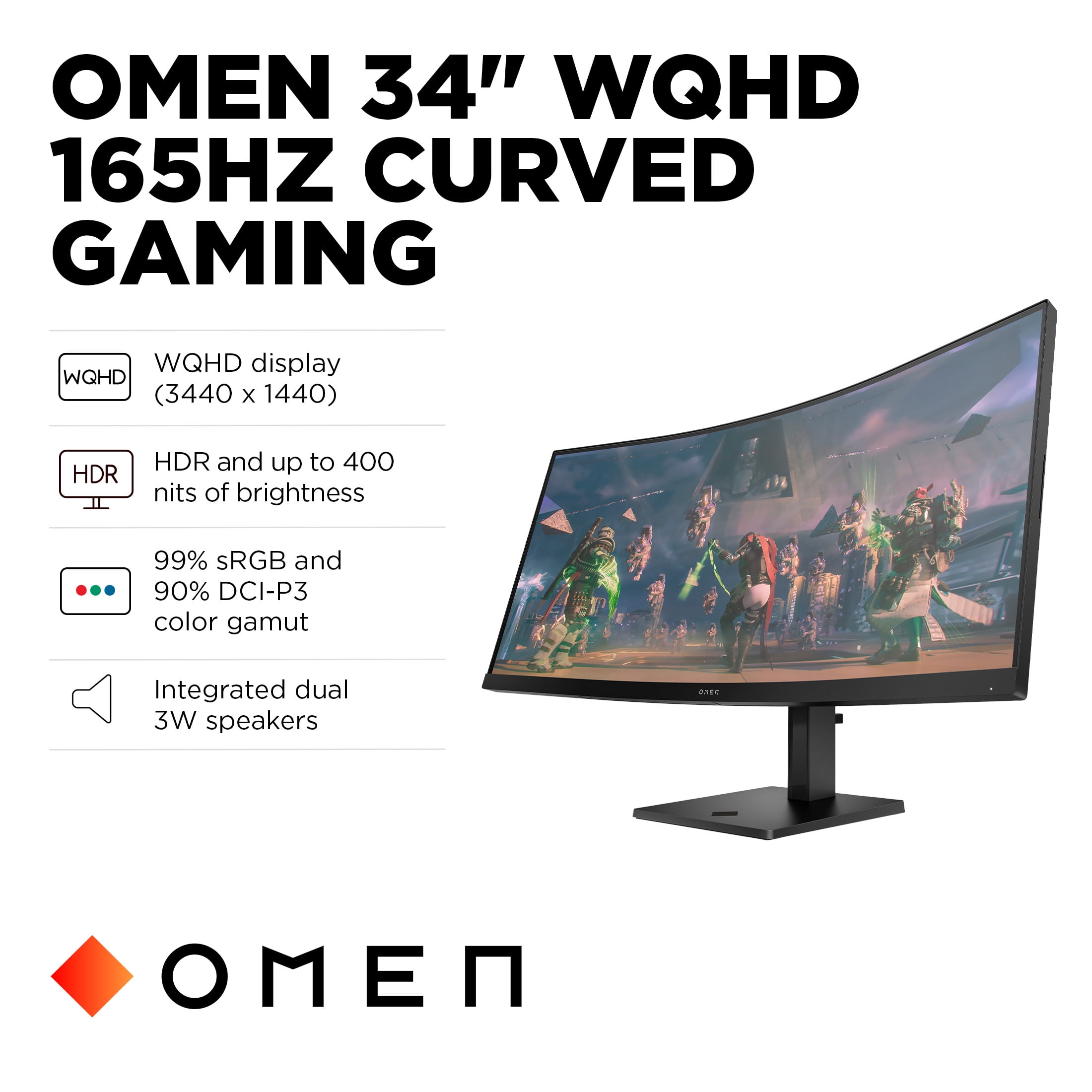 OMEN by HP 34 inch Ultrawide High Resolution WQHD 165Hz Curved