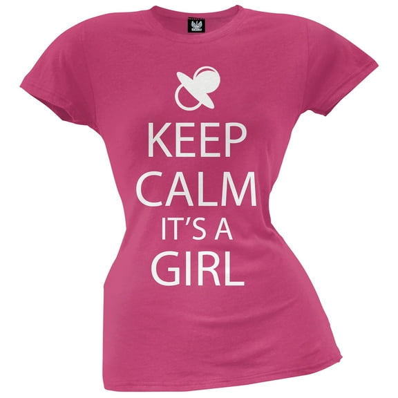 Keep Calm Its A Girl Pink Juniors T-Shirt - X-Large