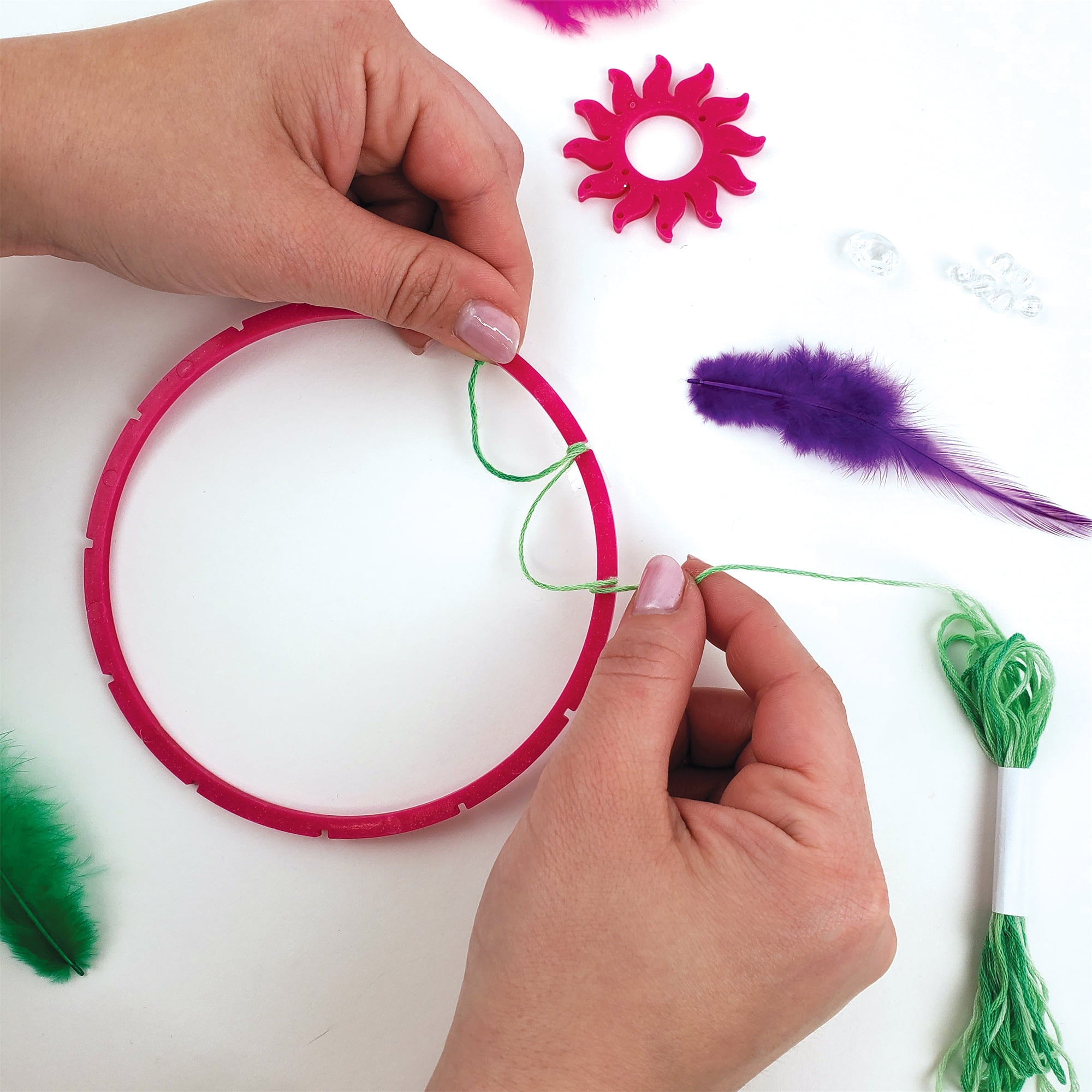 Hello Hobby Create Your Own Multi-Color Mini Dream Catcher Decoration, Child Craft Kit