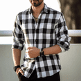 thumbnail image 2 of Red Plaid Shirt Men's Shirt Long Sleeve Fashion New 2023 Button Lapel Shirt Street Loose Casual Breathable 9 Colors S-6XL, 2 of 6