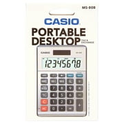 Casio MS-80B 8-Digit Desktop Calculator, Dual Power, Extra Large LCD Display, Satin Nickel