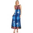 thumbnail image 5 of Sakkas Abby Womens Casual Long Tropical Off Shoulder Dress Elastic & Floral Print - Blue - Medium, 5 of 5