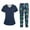Navy, variant on WTOBBY Women's Plus Size Short Sleeve Printed Scrubs Set with Pockets, V-Neck, Fun Floral Animal Design, 2-Piece Nursing Uniform, Medical Workwear for Caregivers,Black L
