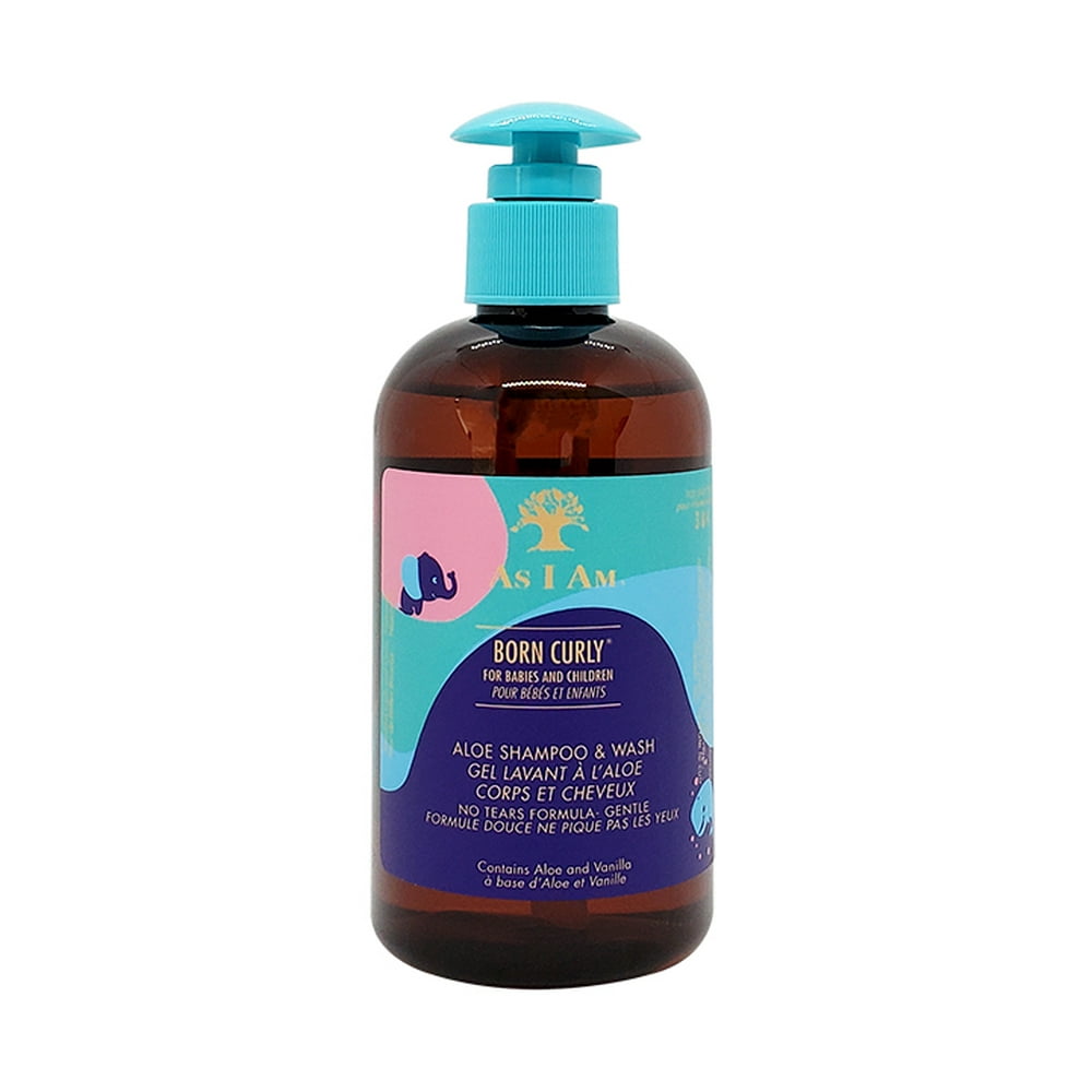 AS I AM Born Curly Aloe Shampoo & Wash for Babies and Children 8 Oz