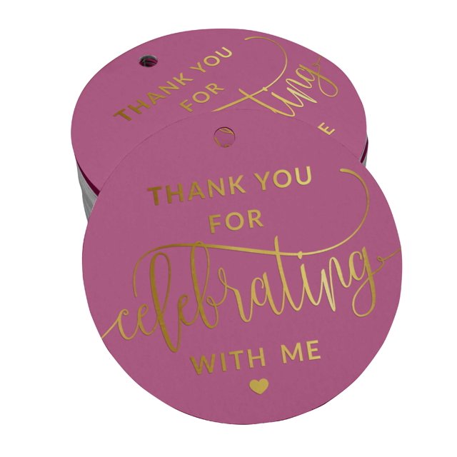 Inkdotpot Pack Of 50 Thank You For Celebrating With Me Birthday Favor Paper Tags Craft Real Gold Foil Hang Tags