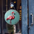 thumbnail image 4 of Rustic Round Wooden Wall Art Sign, 8" Decorative Home Decor, Vintage Pink Flamingo Designs, Easy Hang, Gift-Ready for Christmas Living Room Bedroom Kitchen Office, 4 of 8