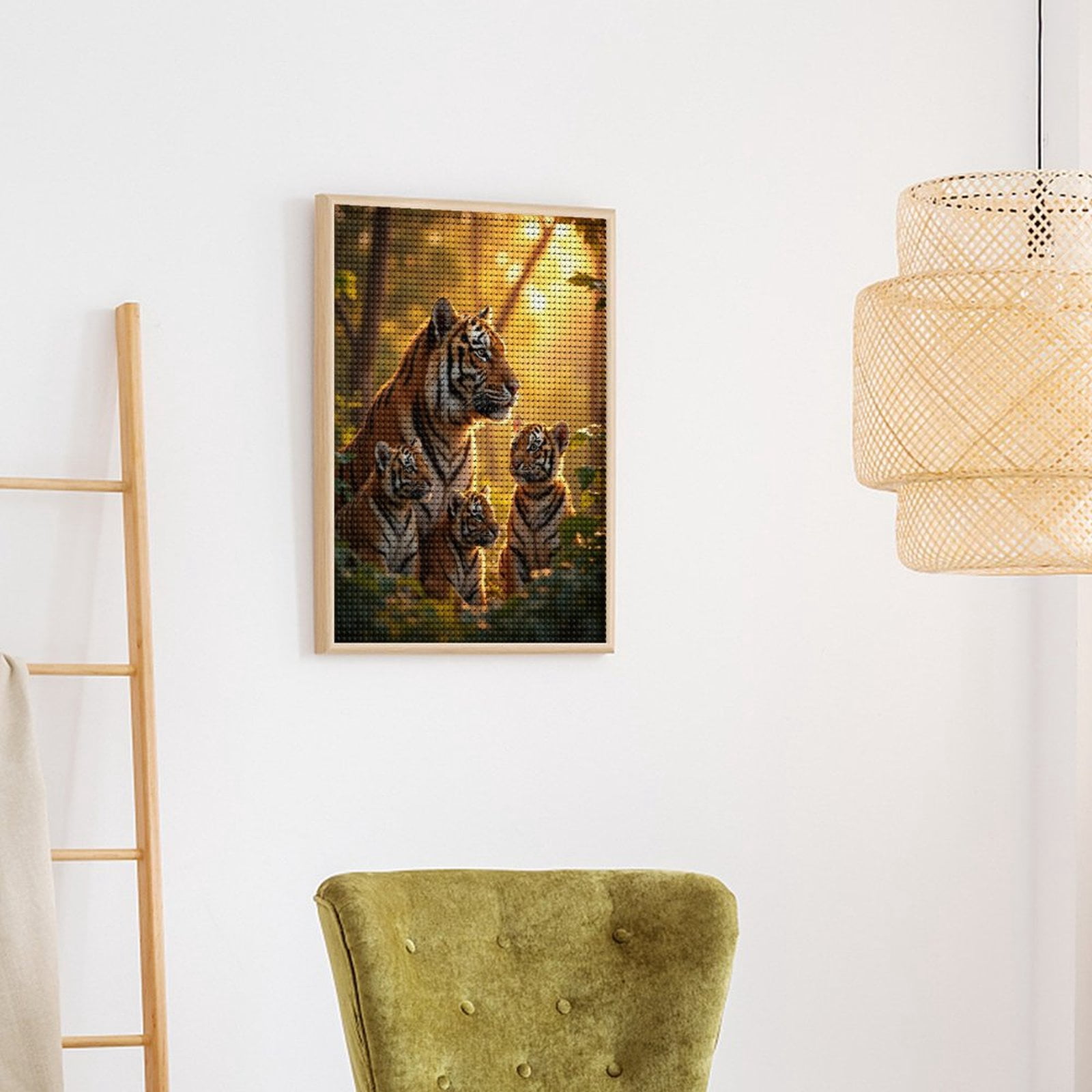Diamond Art Kits for Adults - Tigers Family Jungle Sunrise Scene 5d Diamond Painting for Adults, Diamond Art for Adults Beginners, Frameless Diamond Painting Kits for Adults for Home Wall Decor