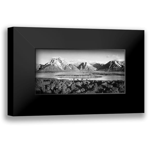 Adams, Ansel 14x9 Black Modern Framed Museum Art Print Titled - Mt. Moran and Jackson Lake from Signal Hill, Grand Teton National Park, Wyoming, 1941