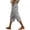 White, variant on Women's Side Stripe Elastic Waist Pants – Loose Fit Straight Leg with Cuffed Hem, Comfortable 7/8 Length Capris