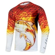 Redfish Men's Fishing T-Shirt Long Sleeves Small - Saltloony UPF 50 Dri-Fit