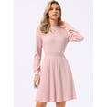 thumbnail image 4 of DARING DIVA Women's Long Sleeve Fall A-Line Ribbed Knit Crew Neck Dress XL Pink, 4 of 6