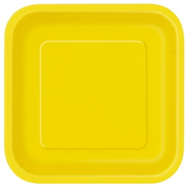Yellow Square Paper Dessert Plates, 7in, 16ct