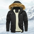 thumbnail image 2 of Men's Winter Thickened Warm With Pockets Casual Style Hooded Medium Length Coat Jacket, 2 of 5