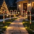 thumbnail image 4 of KOYPTL Christmas Decorations for Outdoor 5-In-1 Solar Ground Stake Lights Snowman Design With Scarf Hat Candy Cane Outdoor Xmas Decor for Yard Lawn Garden Patio Holiday Ambiance Lights, 4 of 6