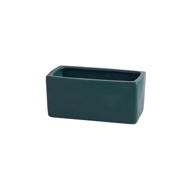 Macetero Rectangular de cerámica con bandeja, artículos for macetas pequeños perforados de escritorio de oficina, verde, Simple, escandinavo, suculento