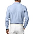thumbnail image 3 of Men's Linen Shirts Long Sleeve Polo-Collared Button Solid Color Shirt Versatile Breathable Casual Business Tees (XL, Light Blue), 3 of 5