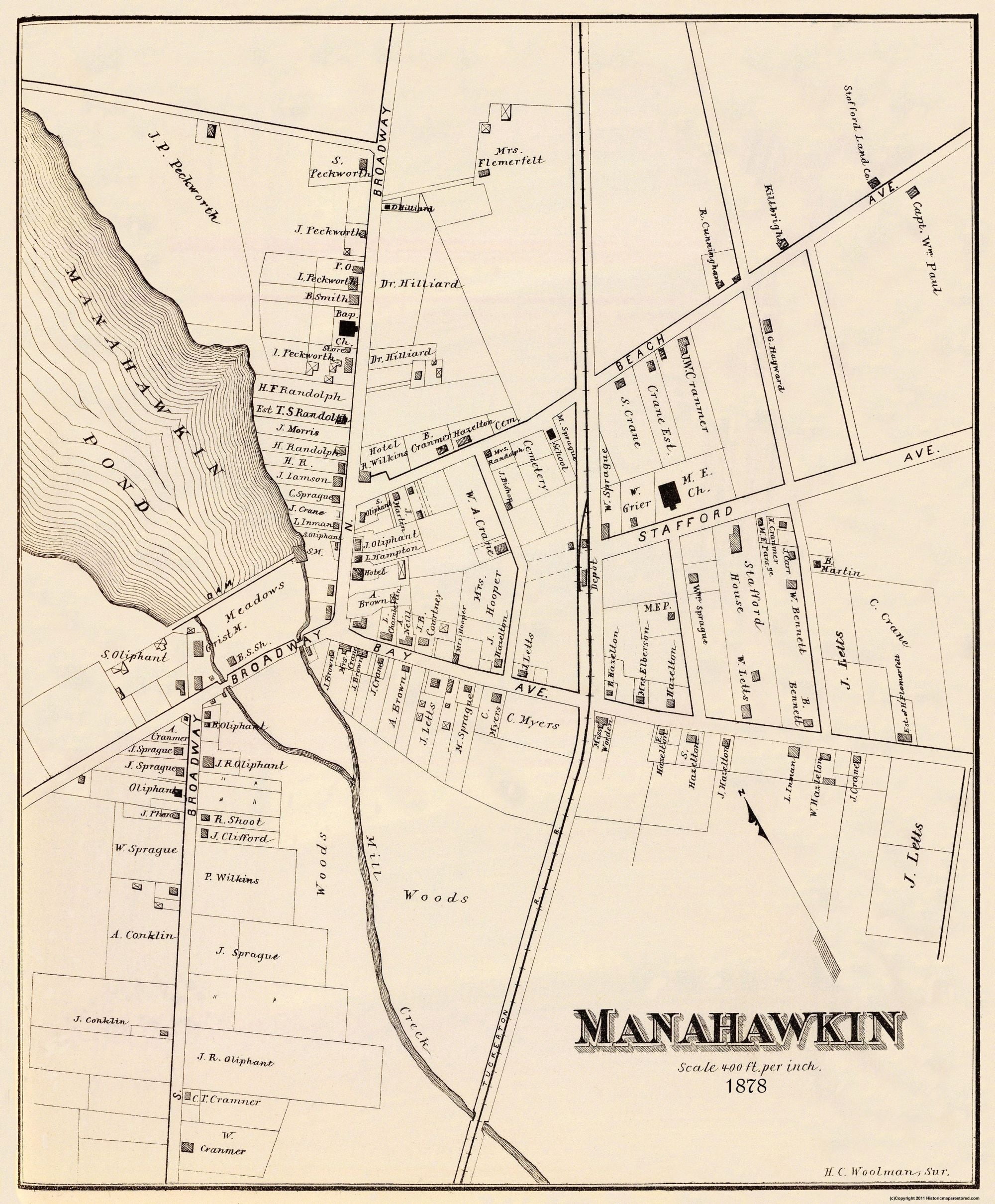 Manahawkin New Jersey Woolman 1878 23 x 27.81 Glossy Satin Paper