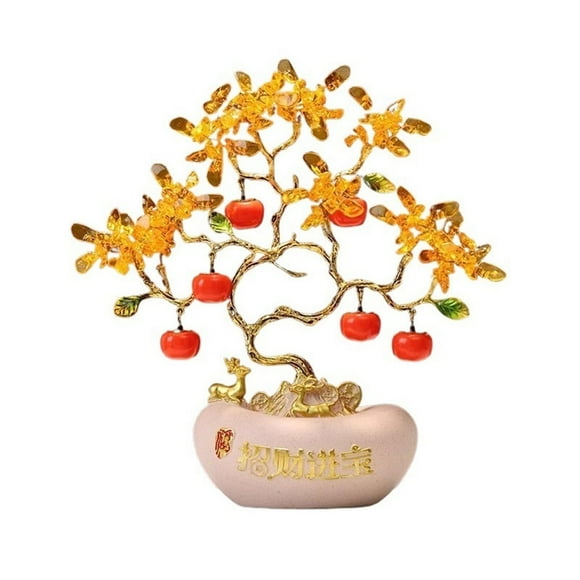 Árbol de la fortuna de cristal for la prosperidad y la riqueza en el hogar, adorno Feng Shui for la sala de estar y la oficina.