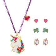 JoJo Siwa Unicorn Jewelry Gift Set for Girls, Fashion Necklace and Stud Earrings