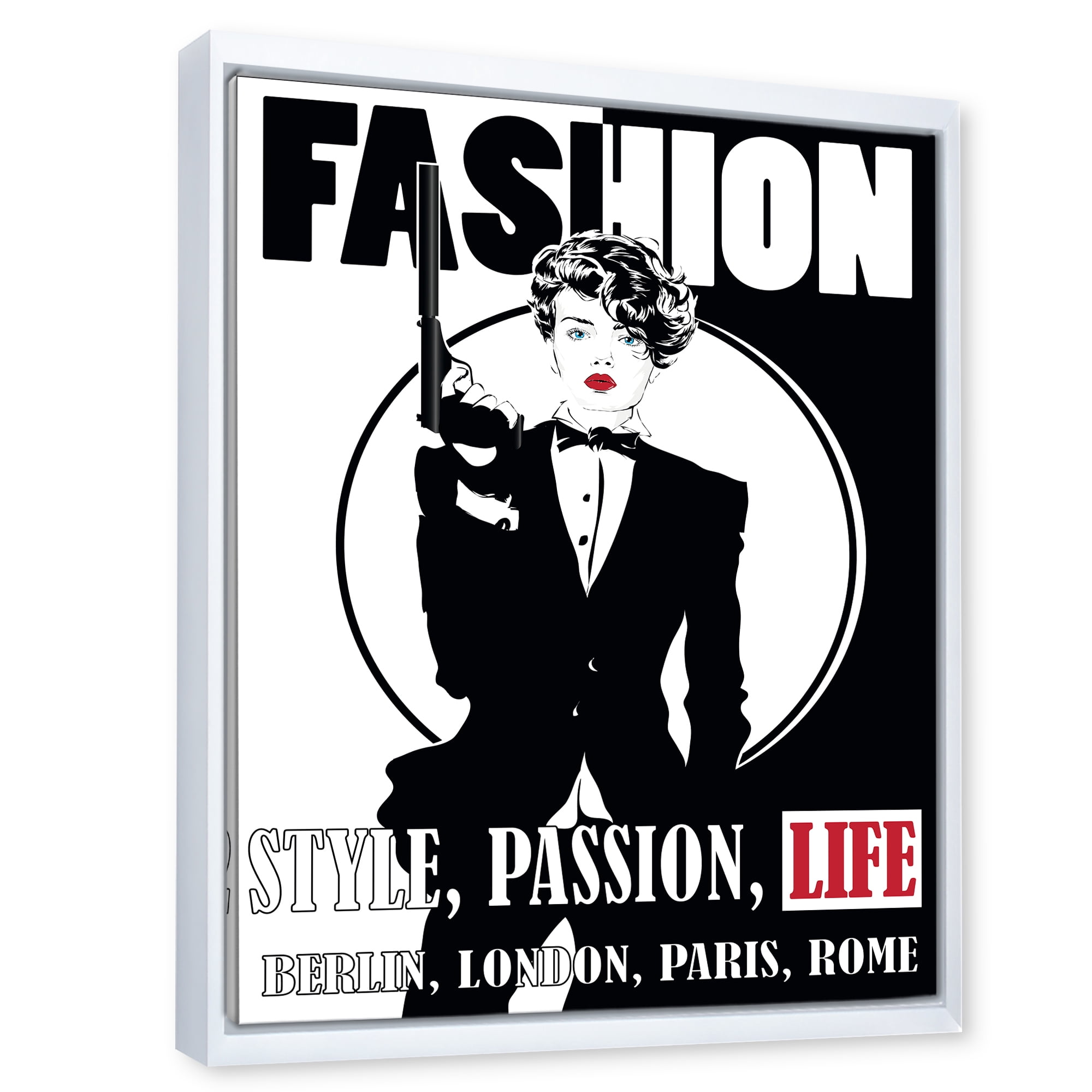 Designart 'Style Passion Life Fashion Woman II' Vintage Framed Canvas Wall Art Print