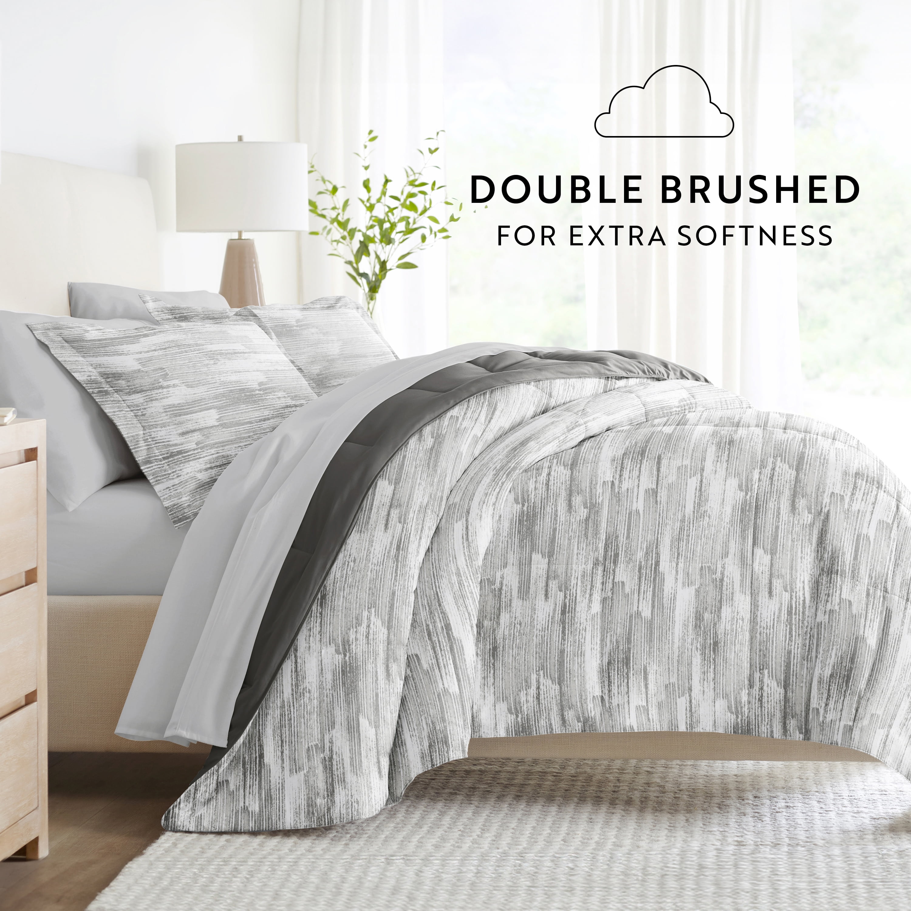 Noble Linens 7 Piece Bedding Bundle, Microfiber Patterned Comforter and Sheet Set, King