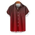 thumbnail image 3 of MIUOWANP Plus Size Men's Short Sleeve Shirts Button Down Gradient Color Loose Lapel Beach Shirt Size XXXXL(16)Wine, 3 of 4