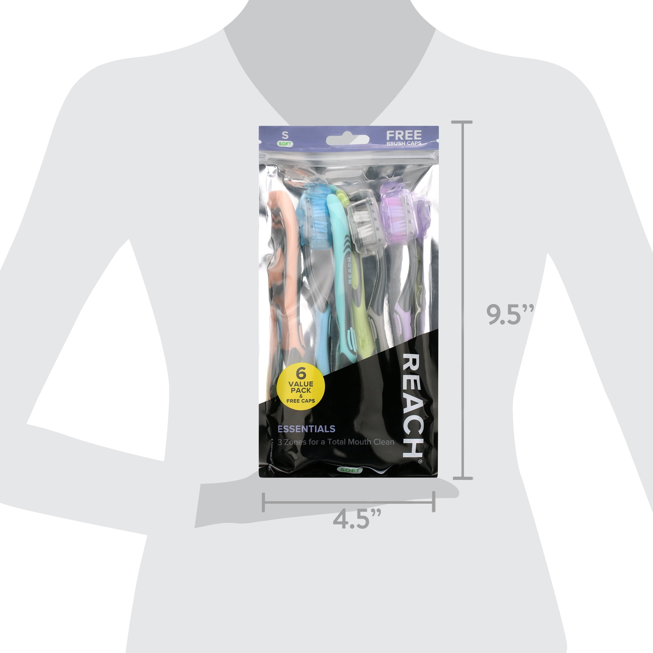 Reach Essentials Toothbrush, Soft, 6 Count