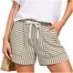 thumbnail image 1 of TaTaai Women's All Season Striped Drawstring Shorts Elastic Waist Multi-Pocket Casual Fashion Comfy Outfits Gift, 1 of 5