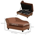 thumbnail image 3 of PawHut Pet Sofa Couch w/ Storage Function Sponge Cushioned Bed, Brown, 3 of 9