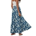 thumbnail image 6 of vigerkar Women's Summer Boho Floral Maxi Skirts High Waisted Flowy Swing Beach Long Skirt with Pockets 2025 Blue, M, 6 of 6