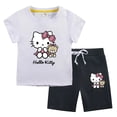 thumbnail image 2 of Hello Kitty nueva ropa para niños, Tops de algodón para niñas, pantalones cortos, traje de dos piezas, pantalones casuales de cinco puntos para niños + conjunto de Camiseta de cuello redondo, 2 of 4