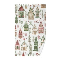 Yayeee 2 Pack Hand Towels for Bathroom 100% Cotton 16" x 28" Kitchen Towel, Brown Christmas House