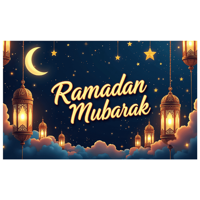 Ramadan Mubarak Banner Islamic Eid Decoration Backdrop Home Party Decor Lantern Display Celebration Festive Arabic Style Background Blessed Ramadan Wishes