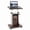 Brown + White, variant on Costway Height Adjustable Standing Desk Mobile Podium Cart w/Tilt Desktop & Door Cabinet