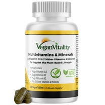 Vegan Multivitamins & Minerals for Women and Men with High Strength Vitamin B12, D3 & K2. 6 Months Supply