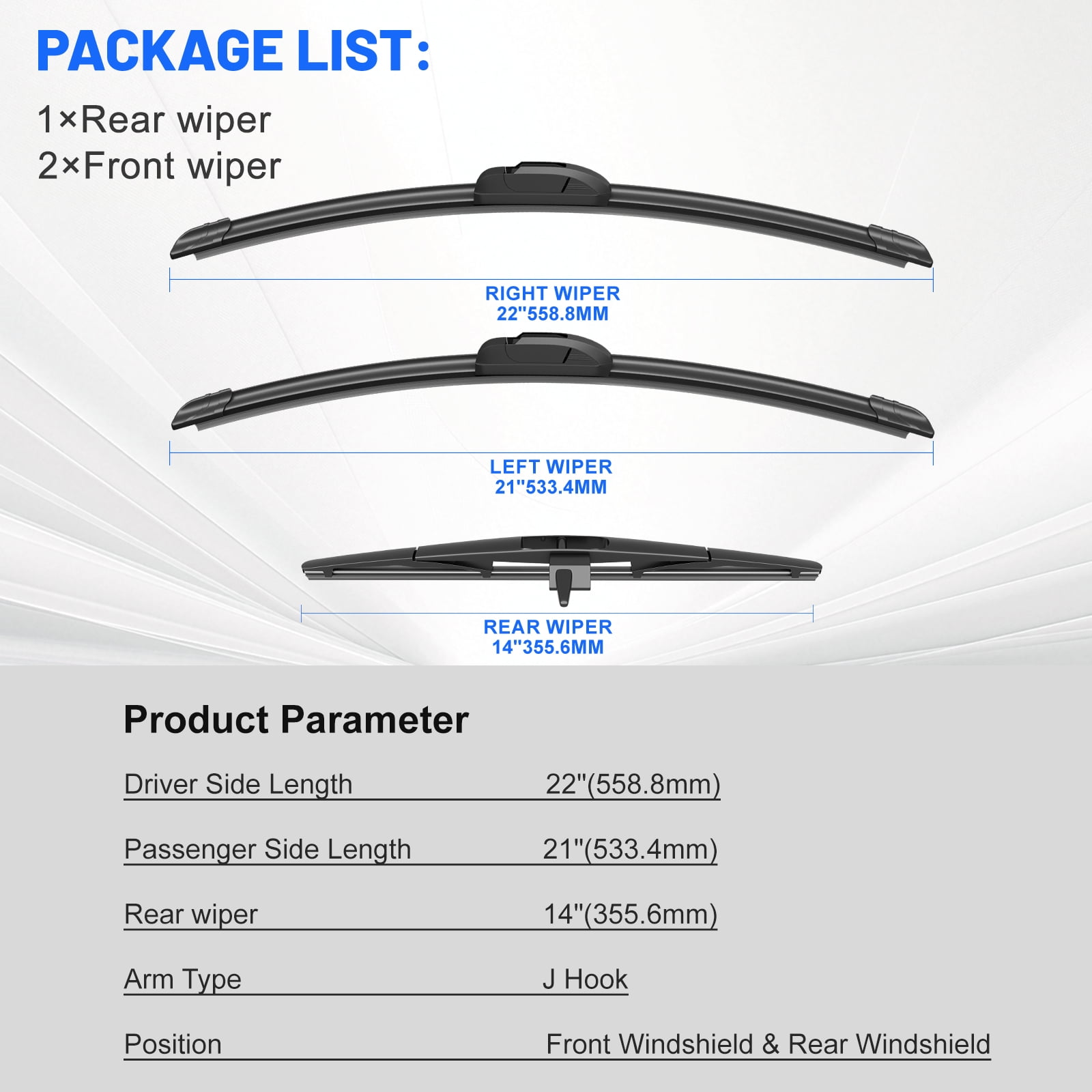 VYAOP Windshield Wipers Replacement for 2009-2015 Honda Pilot OEM Quality All Season Wiper Blades 22" 21" 14" (3 Pack)