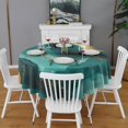thumbnail image 2 of Teal and Gold Marble Flow Lines Pattern Round Tablecloth 60"x60",Wrinkle Wipeable Table Cloth for Kitchen Dining Room Picnic Patio Party, 2 of 6