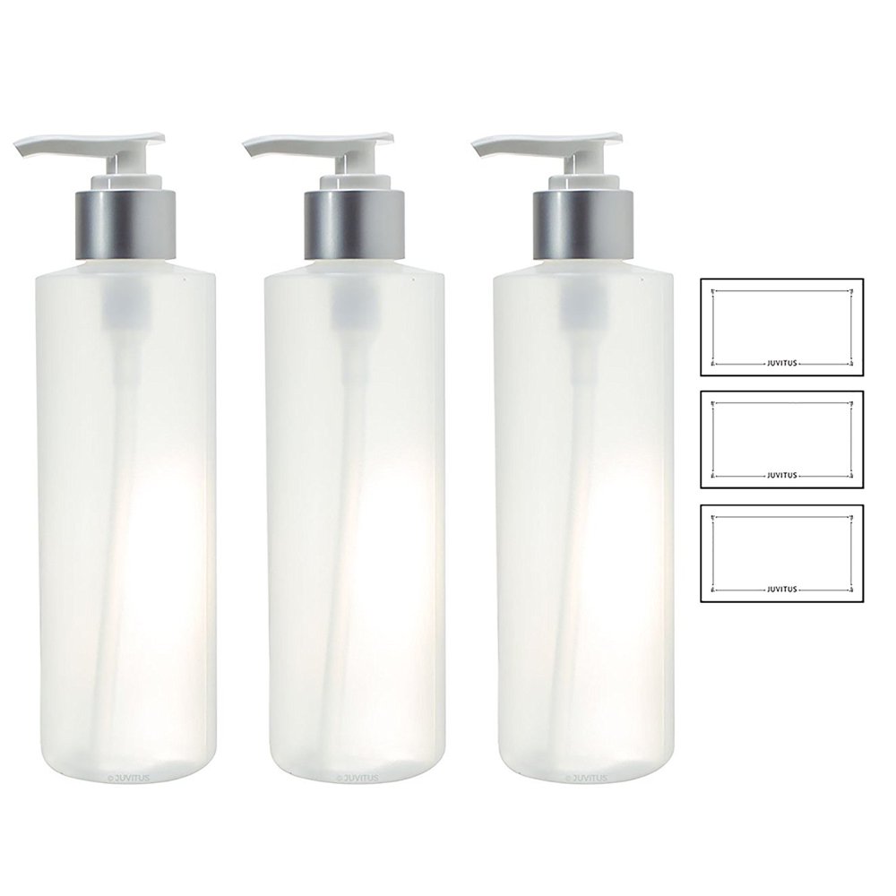 Clear Natural Refillable Plastic Bottle with Silver Pump Dispenser 8