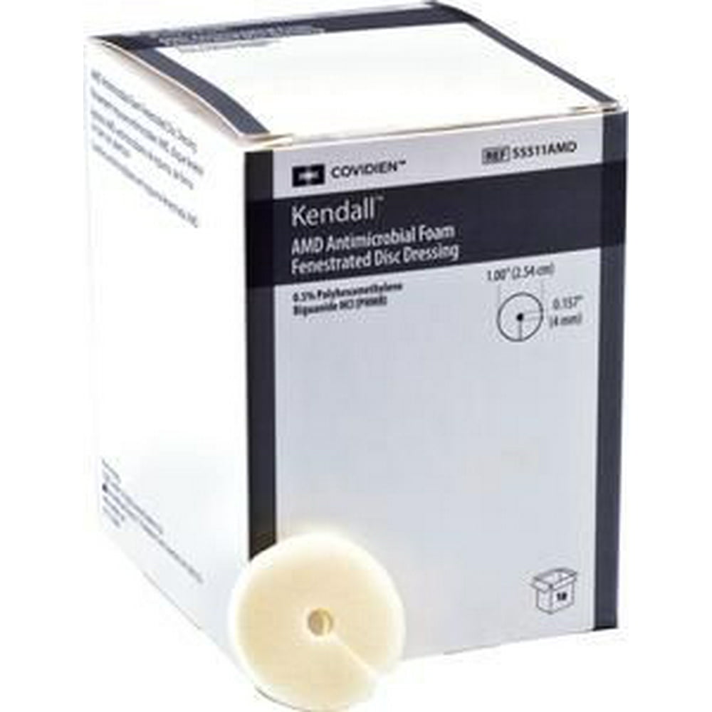 AMD Antimicrobial Foam Fenestrated Disc Dressing 1 Inch Diameter, 4mm Hole, Box of 10 - Walmart
