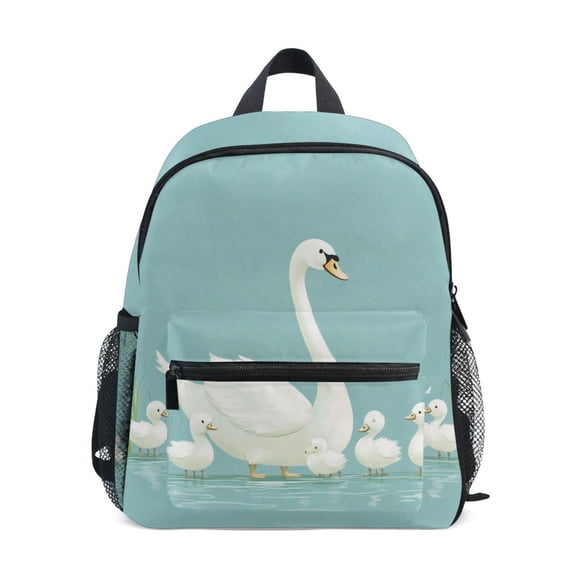 FORMRS School Backpack with Front Zippered Pocket 12" Student Travel Daypack, White Cartoon Swan