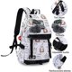 thumbnail image 5 of Backpack for teenage girls, middle school students, outdoor backpack with USB charging port, white, black., 5 of 5