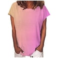 thumbnail image 2 of Pntutb Rollback and Clearance Clothes,Womens Casual Gradient Color Short Sleeve T-Shirt Tunic Blouse Tops, 2 of 6