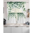 thumbnail image 2 of Green Eucalyptus Leaf Kitchen Curtains Sets 24 Inch Length with Valance, Spring Natural Botanical Vines Swag Valances and Tiers Curtain Set Drapes Swag Curtains for Living Room, Bathroom, Bedroom, 2 of 6
