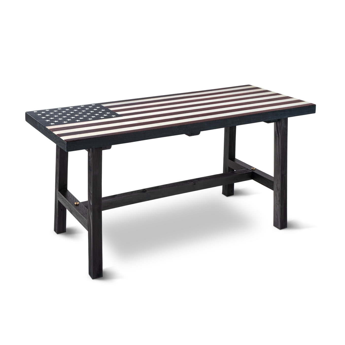 Backyard Expressions 31.5" Wooden American Flag Patio Bench