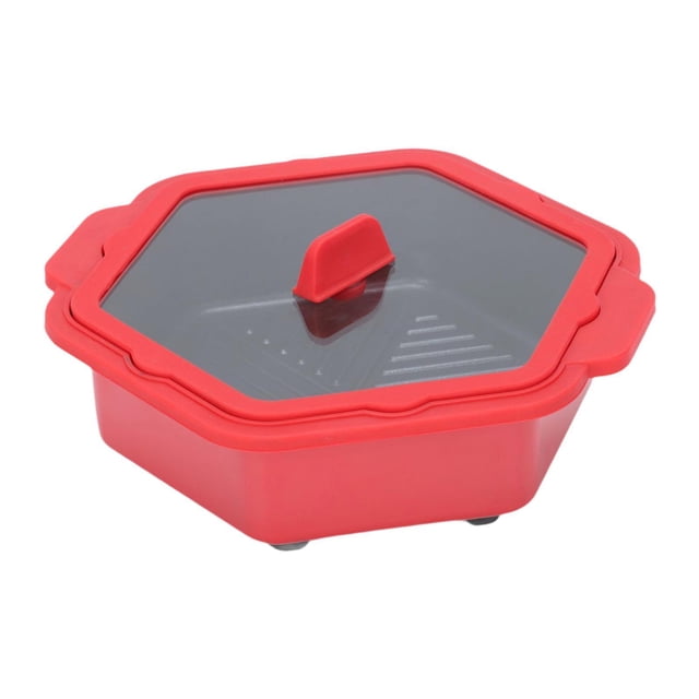 Luzkey Microwave Toaster Sandwich Maker Nonstick Grill Fast Cooking Removable Hexagonal Cookware for Pizzas Breakfast Dessert Making Red