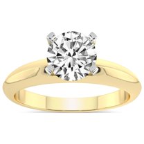 5 Carat IGI Certified Round Shape Lab Grown Diamond Engagement Ring | 14K Yellow Gold |Eloise Solitaire Knife Edge Diamond Ring | FG-VS1-VS2 Quality Friendly Diamonds