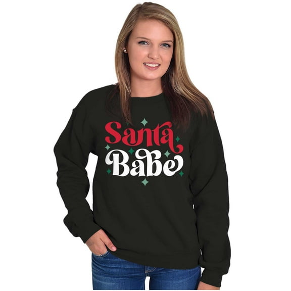 Christmas Santa Babe Xmas Holiday Women Crewneck Sweatshirt Brisco Brands S