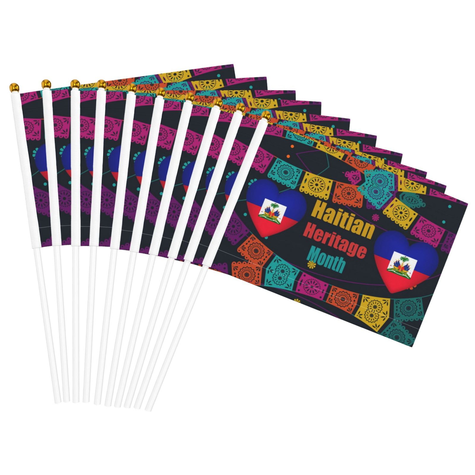 2-Pack Haiti Flag Mini Table Flags With Stand - Small Desk Flags For International Events & Decor - View #10