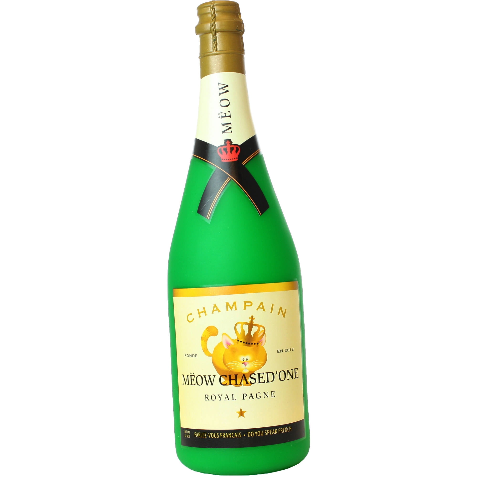 Silly Squeaker Wine Bottle Dog Toy, Meow Chased, Large