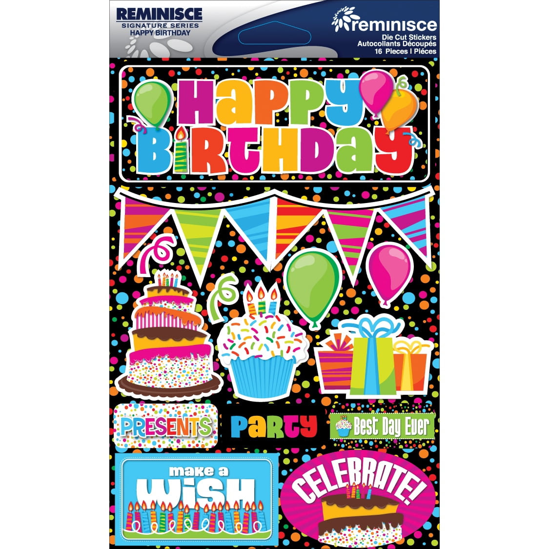 Signature Dimensional Stickers 4.5"X6" SheetHappy Birthday Walmart